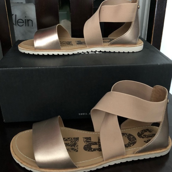 sorel rose gold sandals